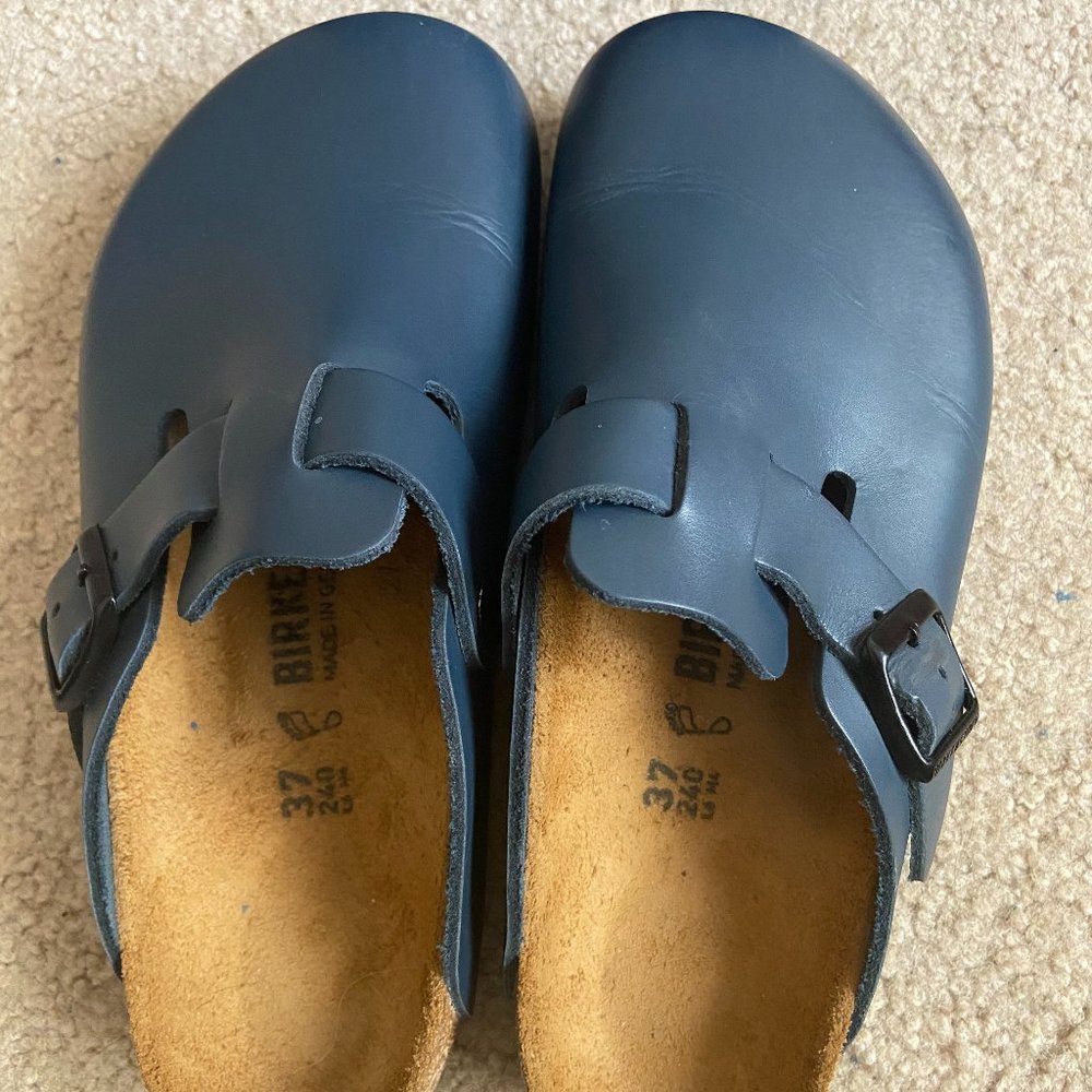 BIRKENSTOCK BOSTON LEATHER- BLUE SZ 37/6/L6 REG